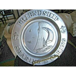 Friendship Sailboat Wilton Rare Pewter Armetale 11" Wall Hanging Plate RWP